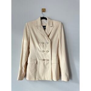 ❌SOLDPiazza Sempione Cream Double-Breasted Blazer